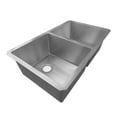 thumbnail image 4 of Sinber 32" Undermount 18 Gauge Double Bowl Satin Finish 304 Stainless Steel Kitchen Sink, 4 of 14