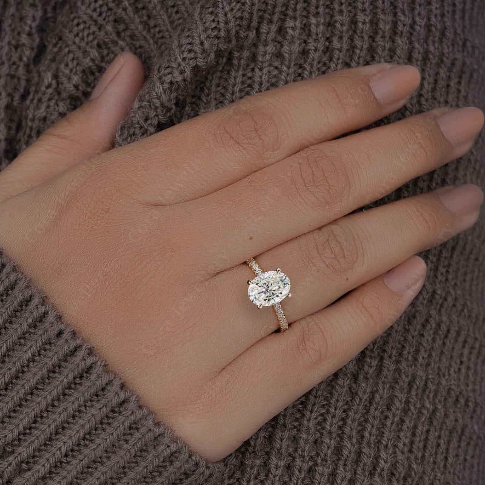 Cora Jewellery 2.75TCW Oval Moissanite Engagement Ring For Women, 18K Yellow Gold, 6 US