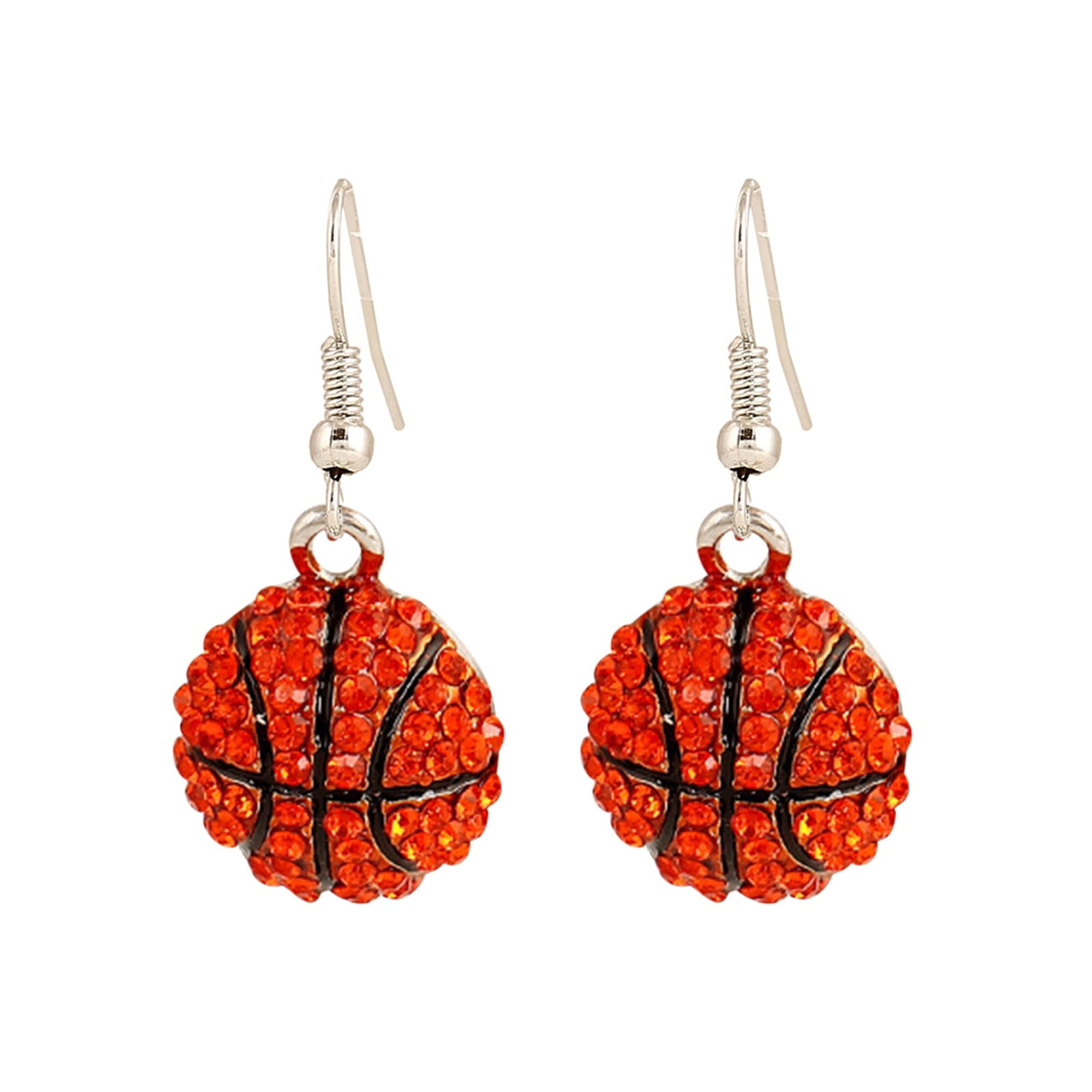 Ball Shape Rhinestone Earrings Gifts for Girls Basketball Gift for Players Seniors Mom Dad Team Basket Bag Ideas Rhinestone Earrings 