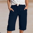 thumbnail image 2 of Baby Pants Kids High Waist Solid Color Pocket Casual Pants Comfortable Everyday Navy 6-7 Years, 2 of 6