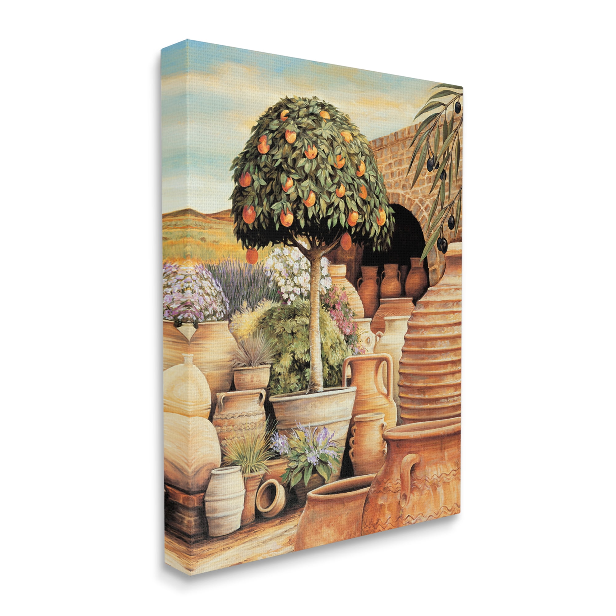 Stupell Industries Orange Tree & Pottery Scene Nature Painting Gallery Wrapped Canvas Print Wall Art, 36 x 48
