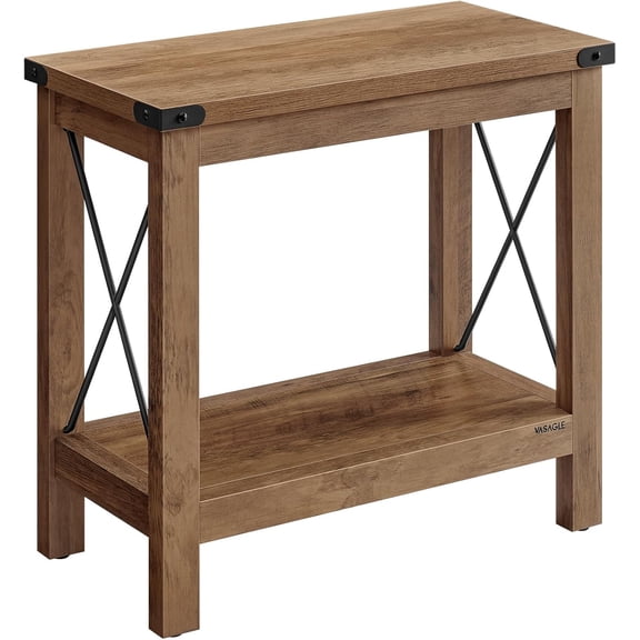 2-Tier End Table, Side Table with Bottom Shelf, Nightstand for Small Spaces, for Living Room, Bedroom, Farmhouse Style, Honey Brown ULET235K41
