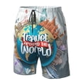 thumbnail image 5 of Disketp Men'S Swim Trunks Hawaiian Breathable Surf Beach Swimsuits Mesh Lining Beach Shorts With Pockets-Travel Around The World, 5 of 9