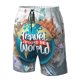 thumbnail image 4 of Fotbe Travel Around The World Trajes de Baño Estampados para Hombre, Shorts de Verano de Secado Rápido, Ropa de Playa, Bañadores-Small, 4 of 6