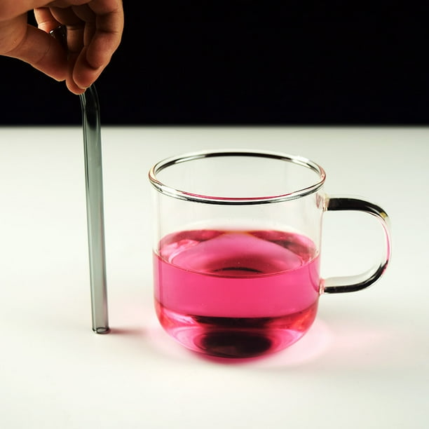 Taza transparente y respetuosa con el medio ambiente resistente al calor, pajita para bebidas de leche, color 15 cm, juego de pajitas de vidrio cortas