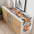 thumbnail image 4 of Halloween Table Runner - 60 Inch Long, Kitchen Dining Table Runner Dresser Scarves, Vintage Grey Orange Pumpkin Leaves Skull Farmhouse Decor for Coffee Tables Wedding Party Banquet, 4 of 8