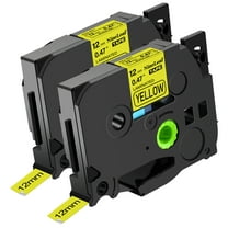 NineLeaf 2 Pack Compatible for Brother P-touch TZe-631 TZe631 TZ-631 TZ631 12mm Yellow Laminated Label Tape 0.47" x 26.2 ft (12mm x 8m)