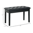 thumbnail image 3 of Duet Piano Bench with Faux Leather, Black - Adjustable Piano Seat for 2 Pianists, Traditional Style, Wooden Frame, Button Tufted Keyboard Chair, 3 of 9