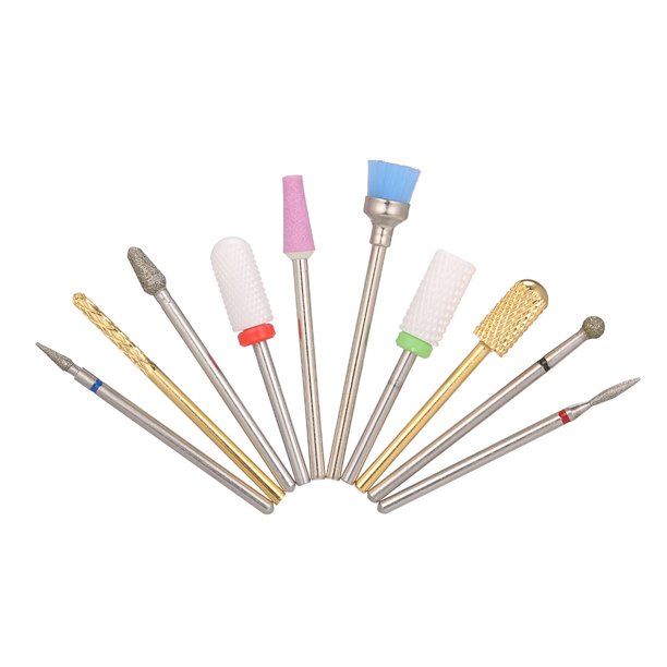 Juego de brocas para uñas, 10 Uds., brocas para manicura y pedicura, herramienta para esmalte de uñas, cepillo para polvo de uñas