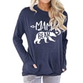 thumbnail image 2 of Sudadera de cuello redondo con estampado de oso, manga larga, azul oscuro, talla XL, suave, para uso diario para mujer, 2 of 5