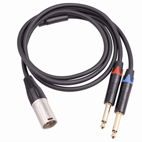 Dual 6.35mm 1/4 In to XLR Male Y Splitter Cable,3Pin Plug Audio Microphone Cable,3.3Feet/1Meters