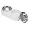 thumbnail image 4 of Cuencos dobles antideslizantes de acero inoxidable para mascotas, alimentador de agua para alimentos domésticos para mascotas medianas y pequeñas (M blanco), 4 of 5