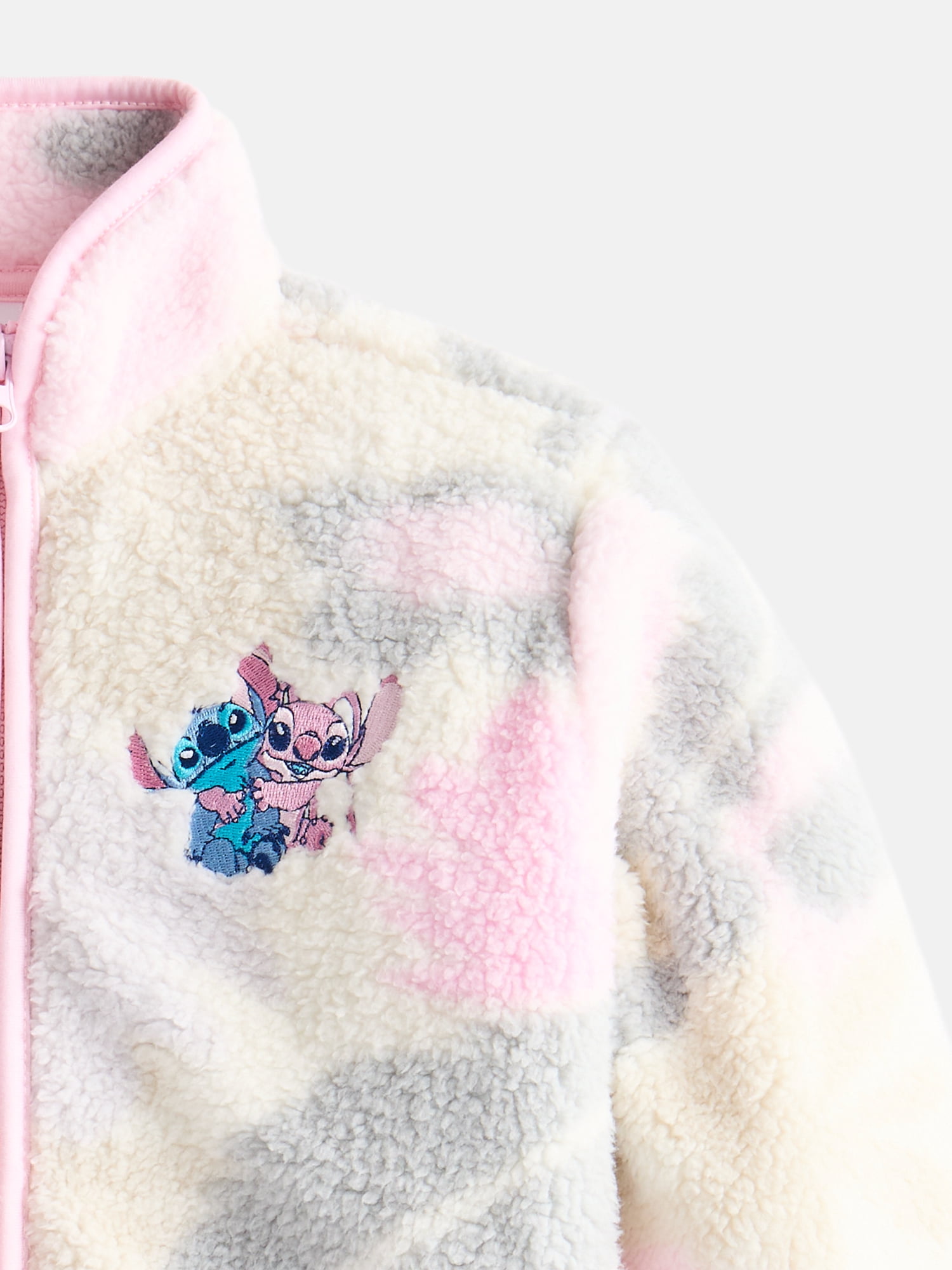 Disney Lilo & Stitch Girls Camo Floral Print Woobie Fleece Zip Up Jacket, Size 4-16