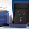thumbnail image 5 of Gem Stone King 14K Yellow Gold Pink Created Sapphire Pendant Necklace | 3.25 Cttw | Gemstone September Birthstone | Oval 10X8MM | Gold Necklace for Women | With 18 inch Gold Chain, 5 of 6