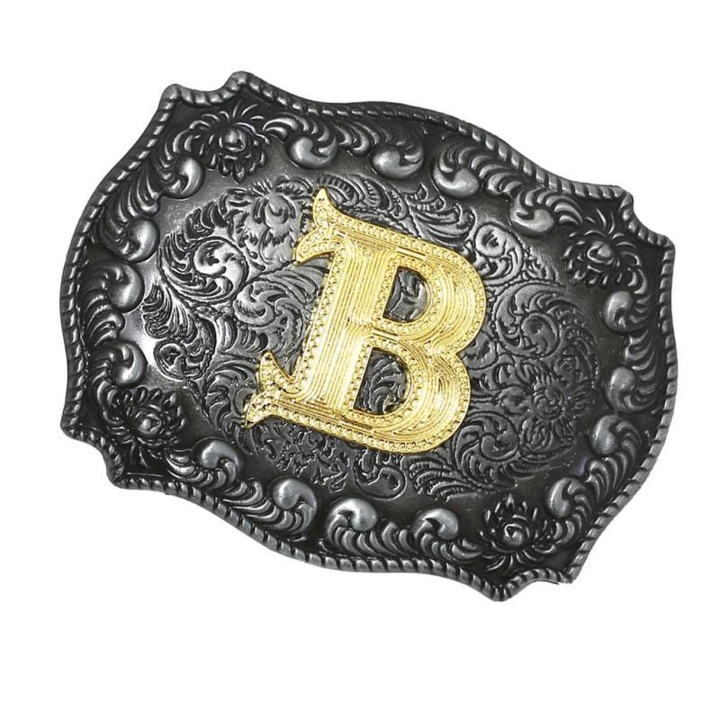 INITIAL " T "  RODEO COWBOY LETTER SHINE GOLD SILVER WESTERN BELT BUCKLE 