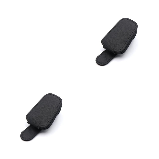 Riwesomey Clip de cuero para gafas de coche, funda para gafas de sol, funda Interior para tarjeta, soporte para organización de llaves, accesorios, gris Negro 2piezas Riwesomey CBP294849