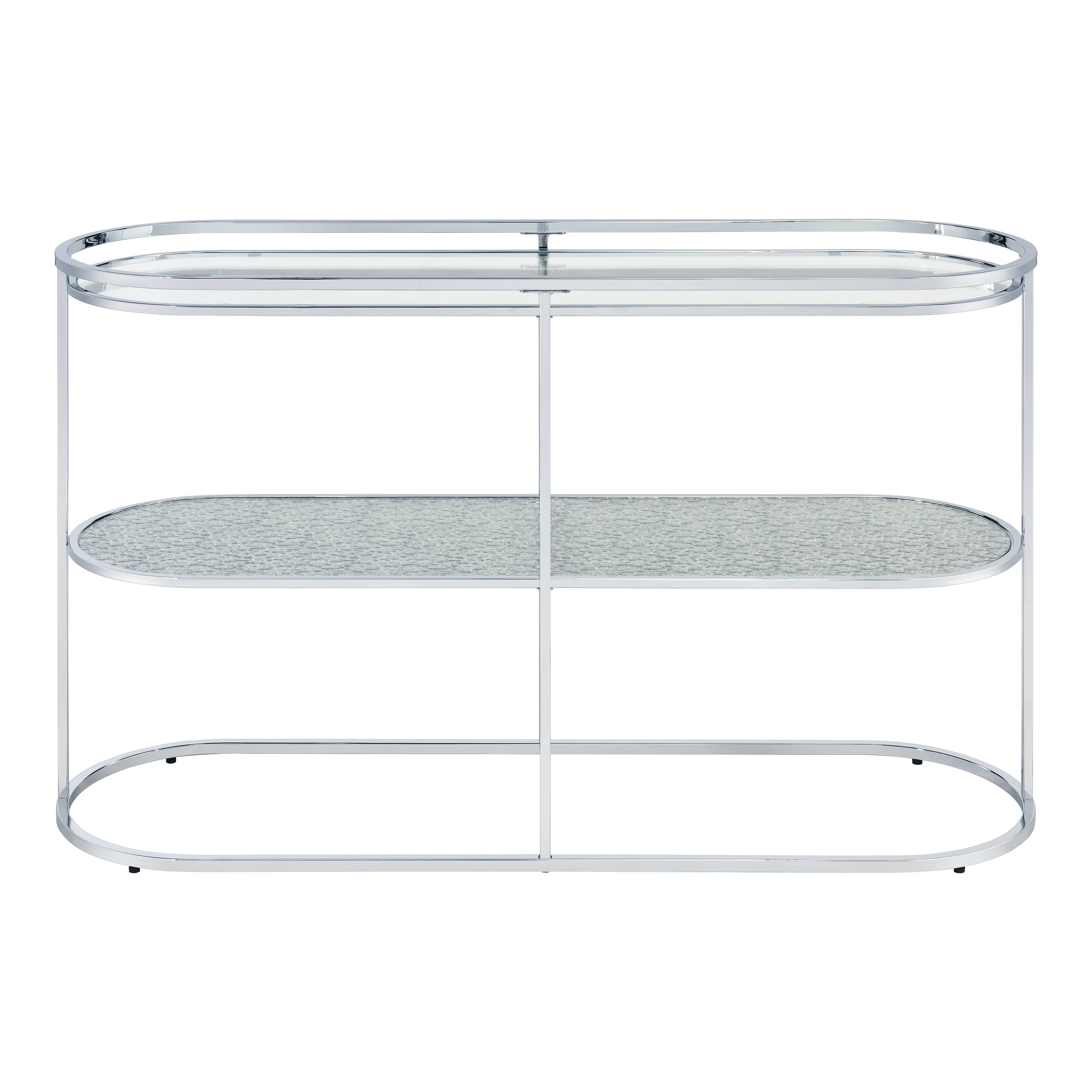 Furniture of America Auro 1-Shelf Water Ripples Pattern Glass Top and Chrome Sofa Table