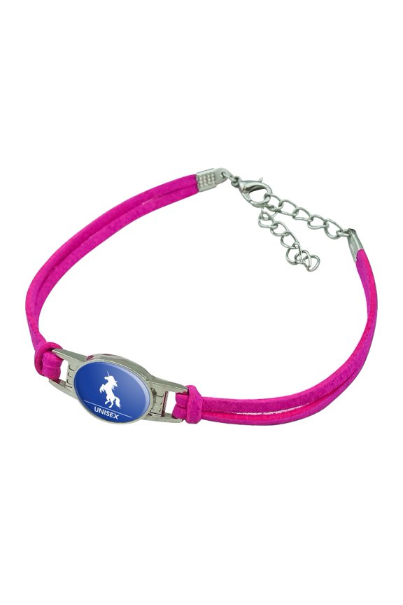 Unicorn Unisex Restroom Bathroom Washroom Sign Novelty Suede Leather Metal Bracelet