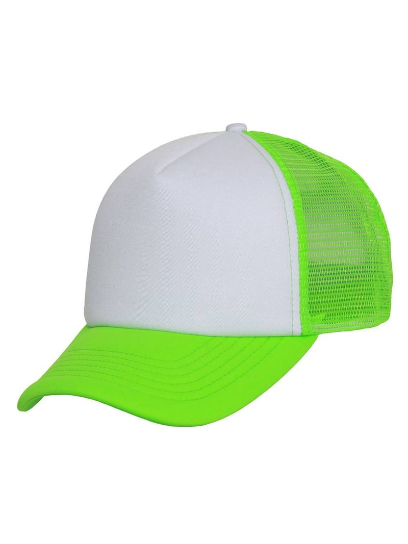 Structured Neon Trucker Mesh Hat- White/ Neon Green  display picture 1
