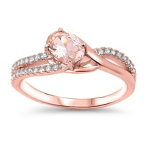 CHOOSE YOUR COLOR Rose Gold-Tone Oval Pink CZ Wedding Ring 925 Sterling Silver Band Female Size 5