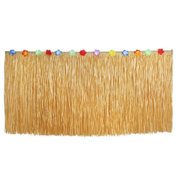 Party Grass Straw Color Table Skirt Straw Hawaiian Summer Theme Party Supplies for Tropical Hawaii Party Decor Door Hanging