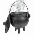 thumbnail image 2 of MOQIN Halloween Cauldron with Lid and Handle 3.94 X 2.95 X 2.95 Inches Cauldron Decorative Candle Incense Burning Witch Cauldron Pot Moon Cauldron Cauldron, 2 of 9