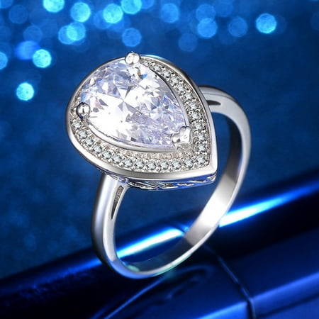 AkoaDa Classic Water Drop Shape Pear AAA Zircon Ring Vintage Rings For Women Gifts Shopify Dropshipping Fashion