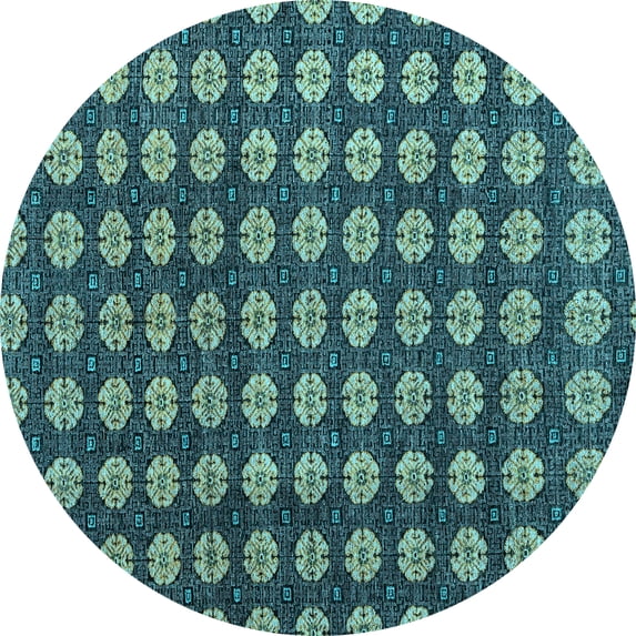 Ahgly Company Indoor Round Abstract Light Blue Modern Area Rugs, 5' Round