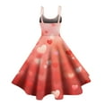 thumbnail image 4 of Evening Prom Party Dress For Valentine's Day Love Heart Print Fashion Swing A Line Sleeveless Dress Watermelon Red 2XL, 4 of 4