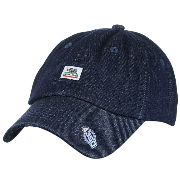 Unisex Embroidered California Republic Adjustable Baseball Denim Dad Cap Hat, Blue