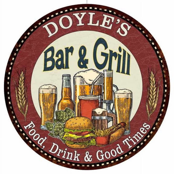 DOYLE'S Bar and Grill 14" Round Metal Sign Kitchen Wall Decor 100140020154
