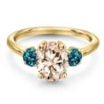 thumbnail image 3 of Gem Stone King 18K Yellow Gold Plated Silver Peach Morganite and London Blue Topaz Engagement Ring for Women | 2.26 Cttw | Oval 9X7MM | Gemstone October Birthstone | Size 5, 3 of 6