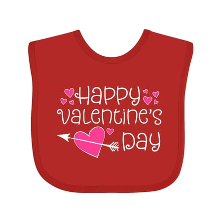 

Inktastic Happy Valentines Day pink hearts and arrow Gift Baby Boy or Baby Girl Bib