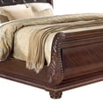 thumbnail image 2 of Benjara Mano California King Bed, Faux Leather Upholstery, Carved Walnut Brown Wood, 2 of 9