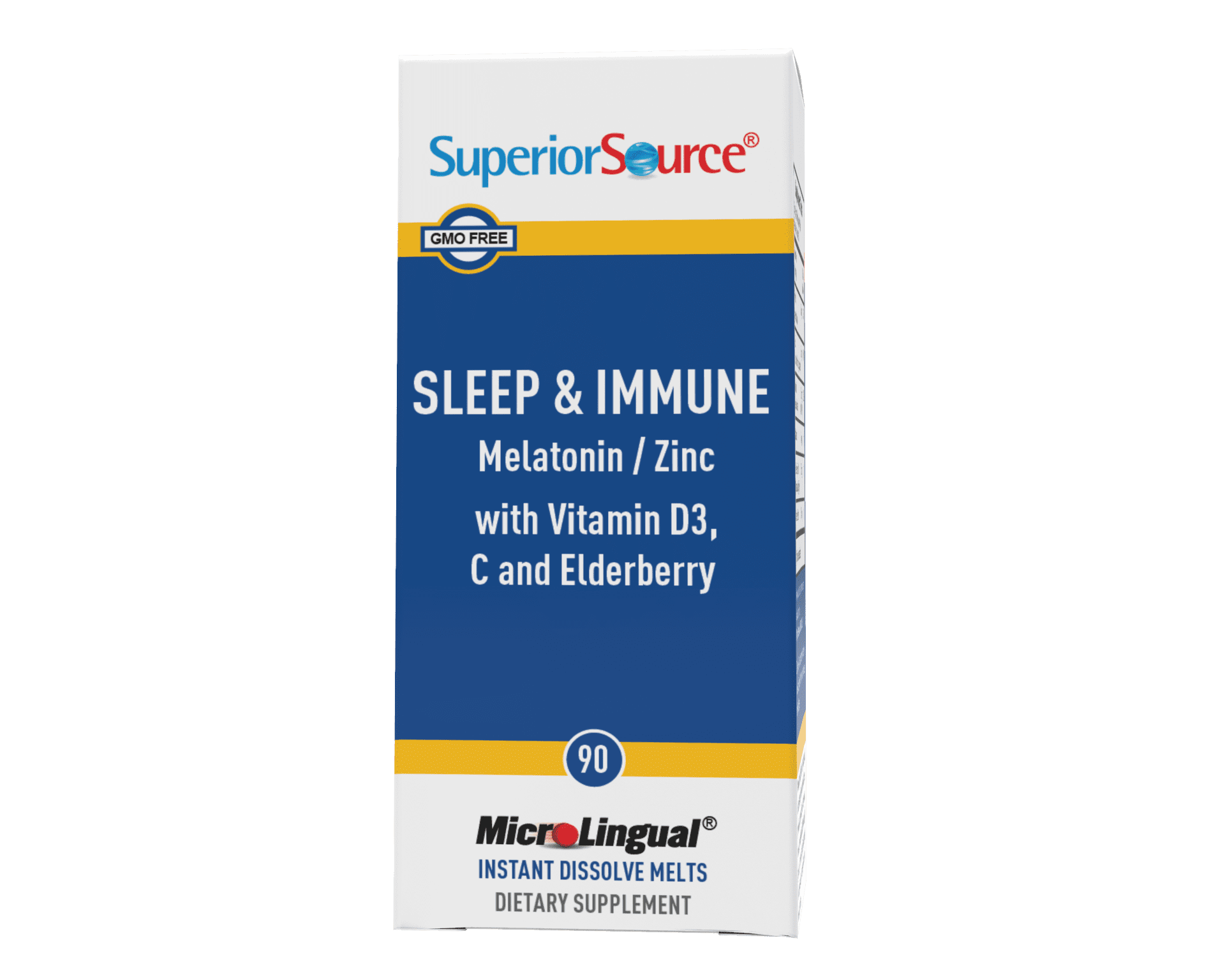 Superior Source Sleep & Immune, Melatonin 5 mg, Zinc 5 mg, Vit. C 30 mg, D3 1,000 IU, Elderberry Extract 50 mg, Quick Dissolve Sublingual Tablets, 90 Ct