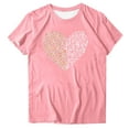 thumbnail image 3 of Valentines Day Shirts for Women Oversized Graphic Tee, Plus Size Pink T Shirt with Split Heart Leopard Print Design (XL-5XL),Size 3XL, 3 of 4