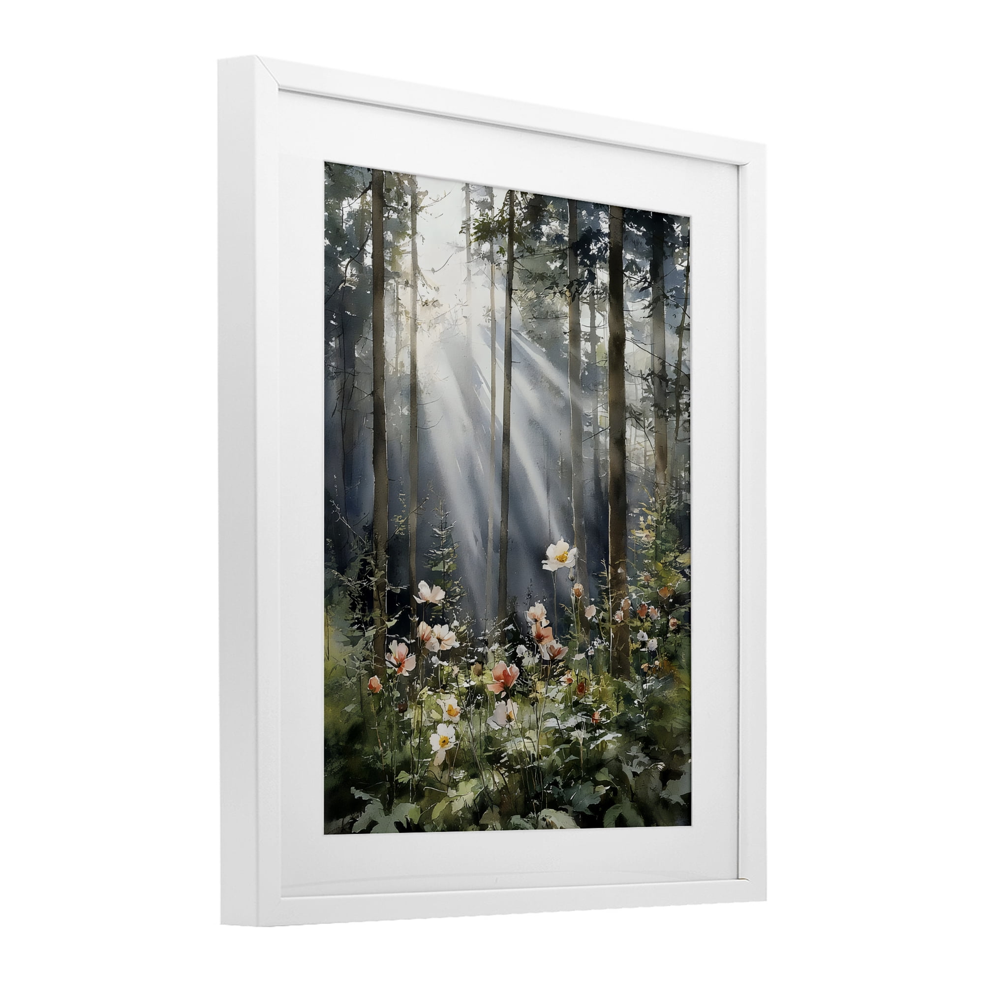Stupell Industries Sunlit Woods In Morning White Framed Print Under Glass, design by Franklyn Gregory