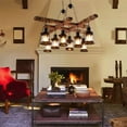 thumbnail image 3 of 8-Light Wooden Crossbeam Chandelier for Farmhouse - Adjustable Black Chains, Retro Barnwood Finish, E26 Sockets (Bulbs Not Included), Rustic Kitchen/Living Room Ceiling Light Fixtur, 3 of 10