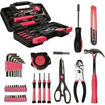 39-Piece Pink Tool Set for Women Household Small Tool Set ToolBox Storage for Home Repairs Hand Tool Kit for Office and College Dorm