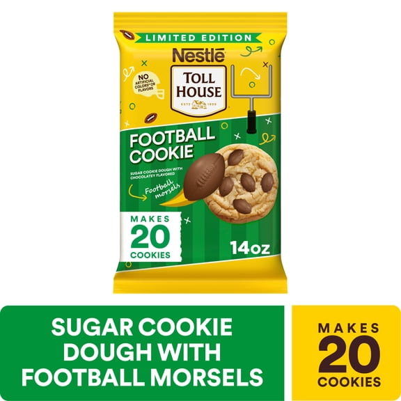 Nestle Toll House Football Cookies, Sugar Cookie Dough, Football Snacks, 20 Cookies 14 oz