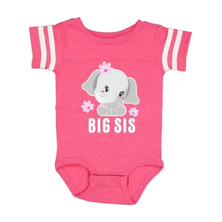 

Inktastic Big Sis with Cute Elephant with Flower Gift Baby Girl Bodysuit