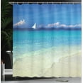 thumbnail image 4 of Ambesonne Tropical Shower Curtain, Exotic Seashore View, 69"Wx84"L, Turquoise Cream, 4 of 5