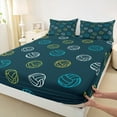 thumbnail image 3 of Feelyou Green Volleyball Print Bed Sheets, Ball Sports Lover King Sheets, Teens Kids Boys Girls Sheet Set, Ultra Soft Bedroom Decor, 4pcs, 3 of 7