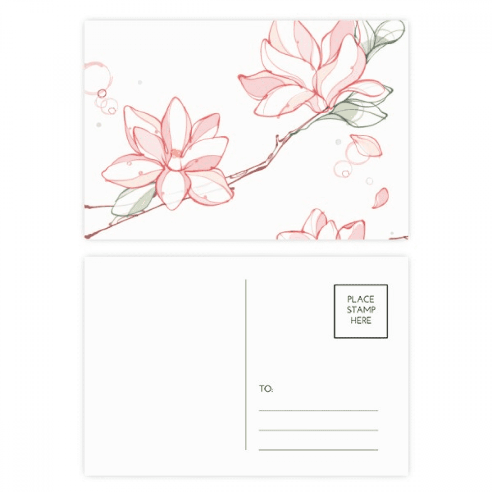 watercolor peach tree flower postcard set birthday mailing thanks greeting card