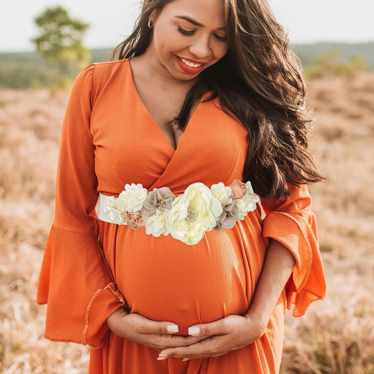 2Pcs Floral Bridal Maternity Sash Belt Ribbon Belly Band For Wedding  Pregnant Baby Shower Party Photoshoot Beige - Walmart.com