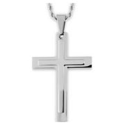 Coastal Jewelry Polished Stainless Steel Layer Cross Pendant Necklace