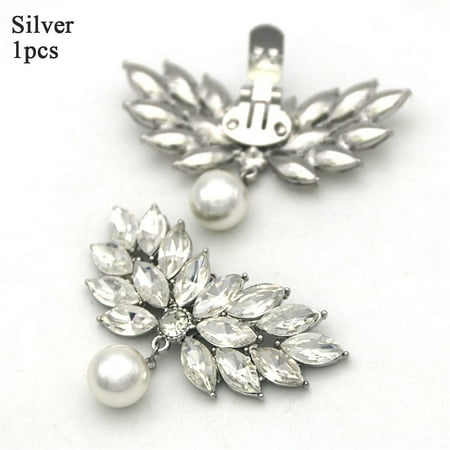 1PC Wedding Rhinestones Crystal Charms Jewelry Bride Shoes Charm Buckle Shoe Clip Shoes Decorations Shiny Decorative Clips SILVER 1PC