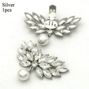 1PC Wedding Rhinestones Crystal Charms Jewelry Bride Shoes Charm Buckle Shoe Clip Shoes Decorations Shiny Decorative Clips SILVER 1PC