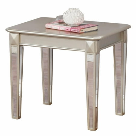 Roundhill Furniture Barent Contemporary Wood End Table with Mirrored Legs