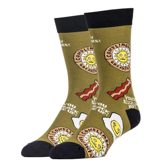 OOOH YEAH! Men's Novelty Crew Socks, Complimentary Breakfast